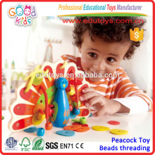 2015 Kids Lovely Lacing Wooden Peacock Niños de madera de madera educativos juguetes de buena calidad